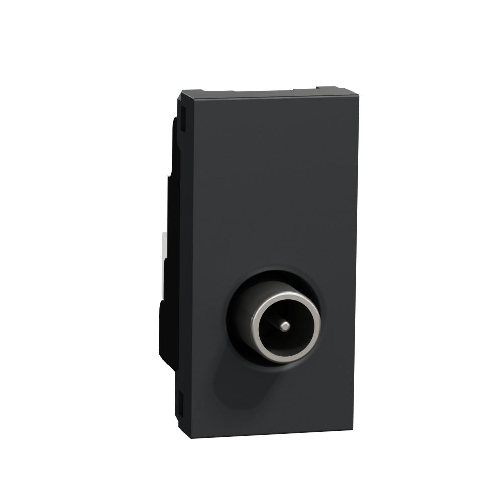 TV socket, New Unica, mechanism, 1 module, male IEC 9.52 mm, IP20, anthracite