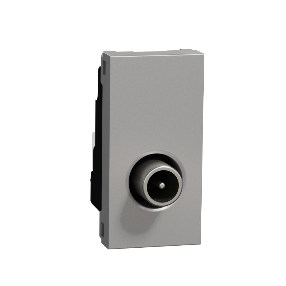 TV socket, New Unica, mechanism, 1 module, male IEC 9.52 mm, IP20, aluminium