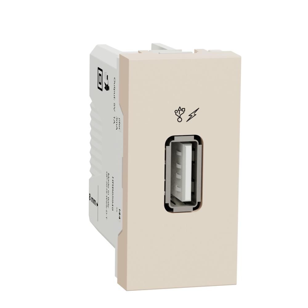 New Unica - USB charger 1 A - 1 module - type A - beige