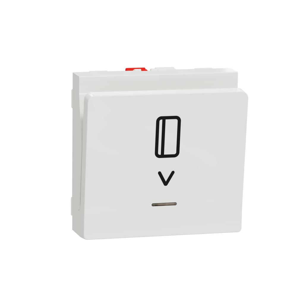 Card switch, New Unica, 1-pole 2-way, 10A, 2 modules, screwless terminals, untreated, IP4X, white