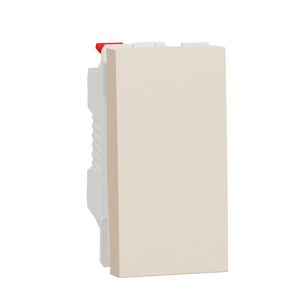 Switch, New Unica, 1-pole 2-way, 10AX, 1 module, screwless terminals, untreated, IP4X, beige