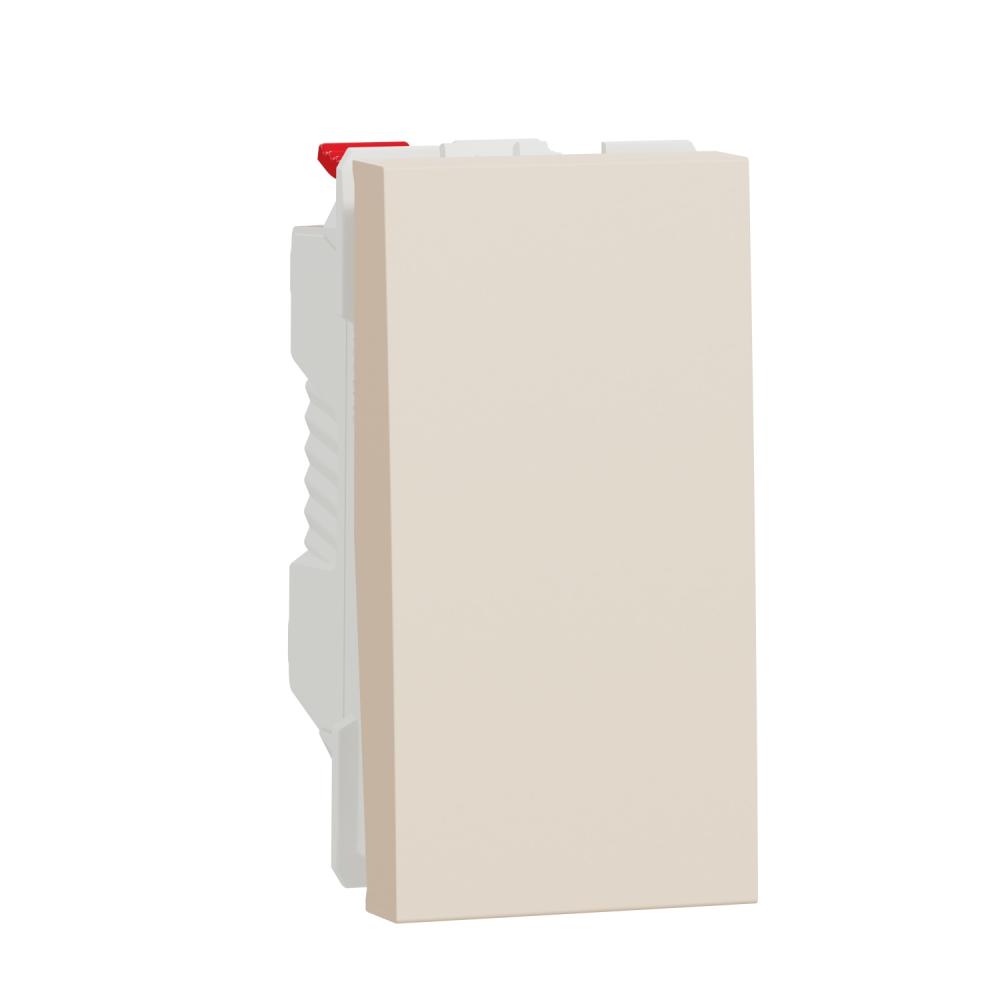 Switch, New Unica, 1-pole 1-way, 10AX, 1 module, screwless terminals, untreated, IP4X, beige