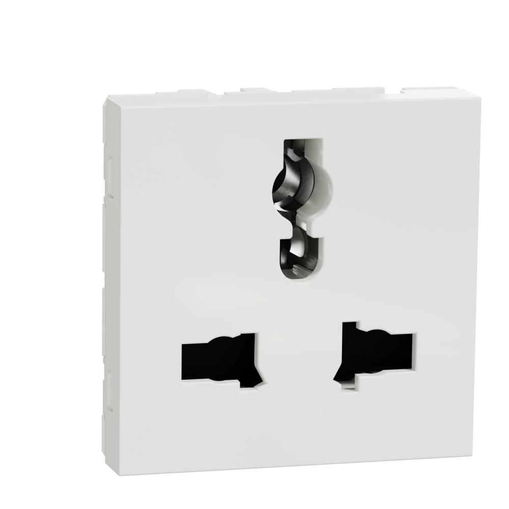 Multistadard socket outlet, New Unica, unswitched, 2 module, white