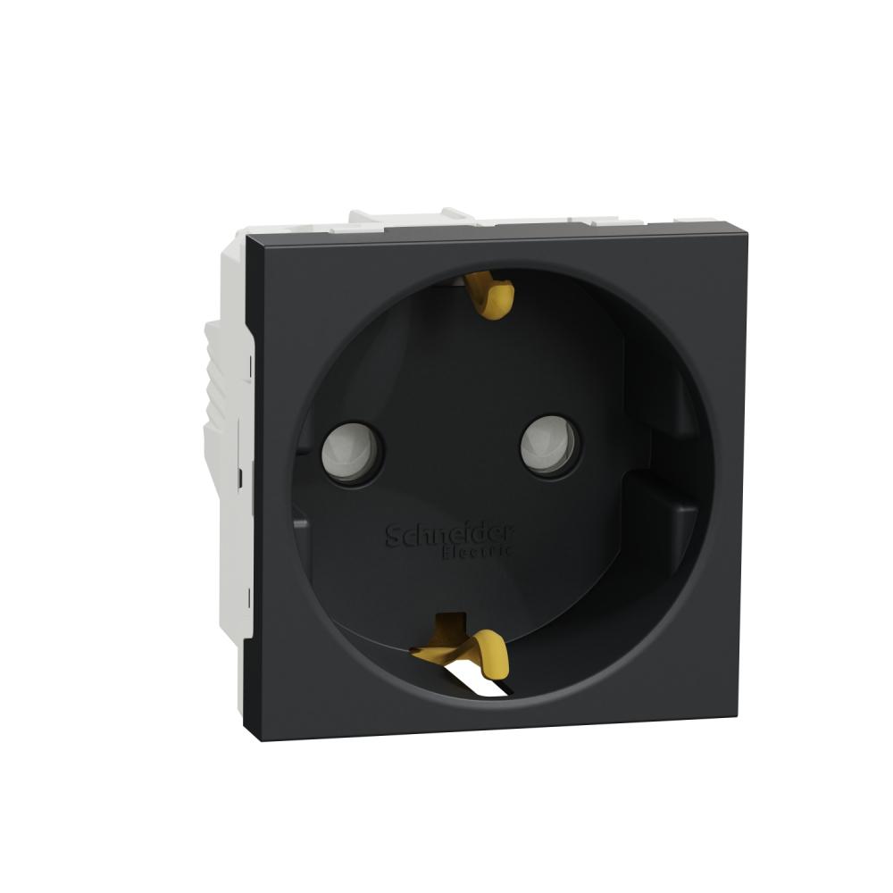 Socket-outlet, New Unica, mechanism, 2P + E, 16A, Schuko, with shutter, painted, anthracite
