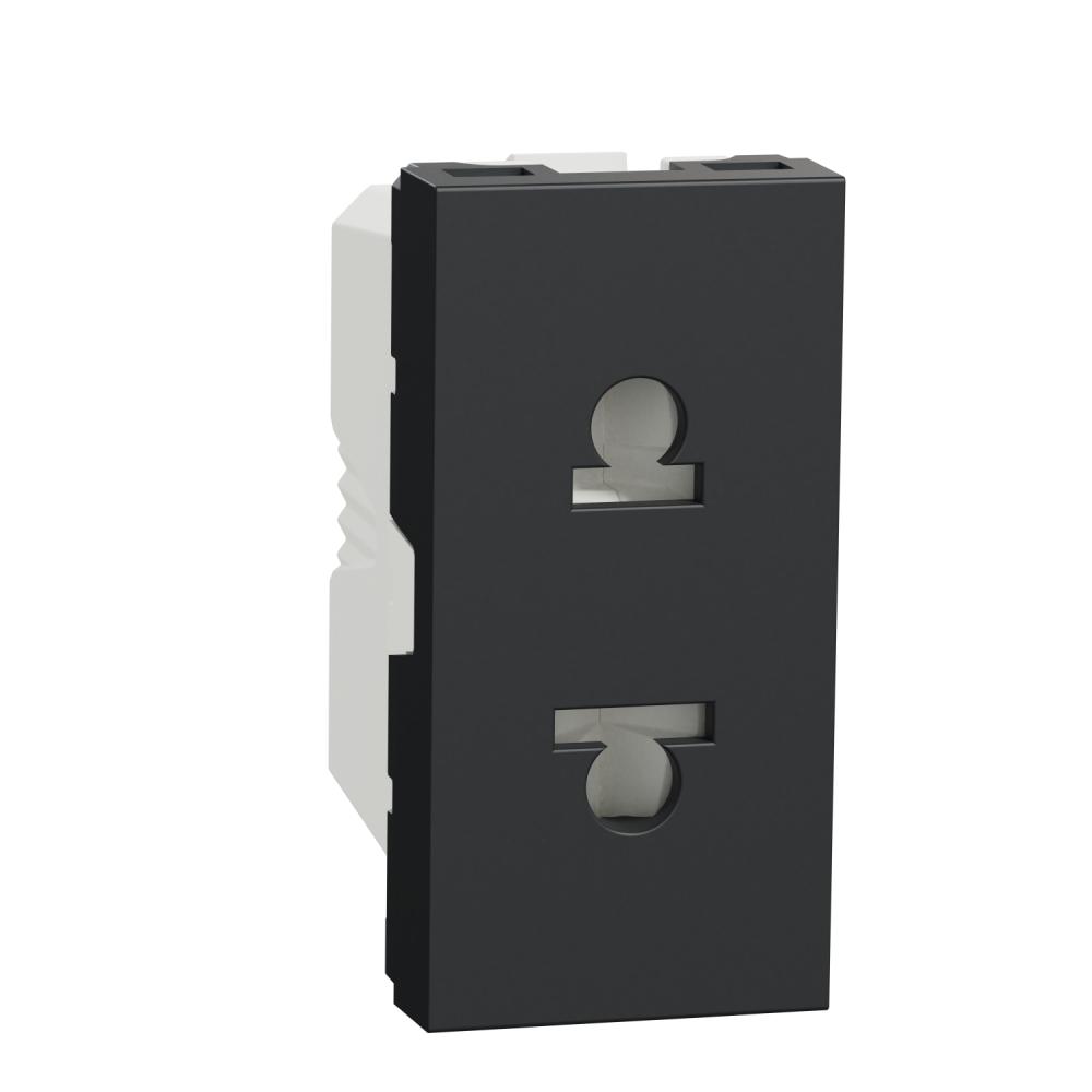 Socket-outlet, New Unica, mechanism, 2P, 16A, Euroamerican, with shutter, painted, anthracite