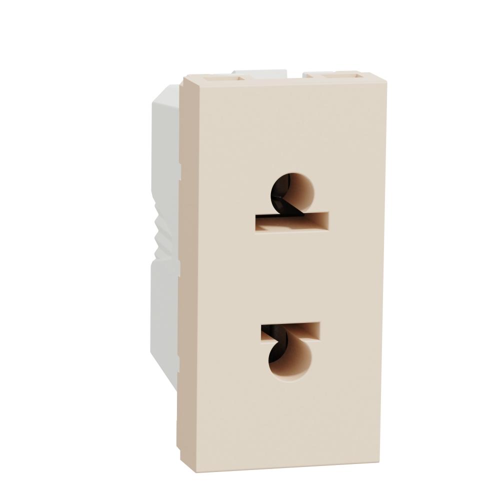 Euroamerican Socket outlet, New Unica, 2P, EU US, 1 module, beige