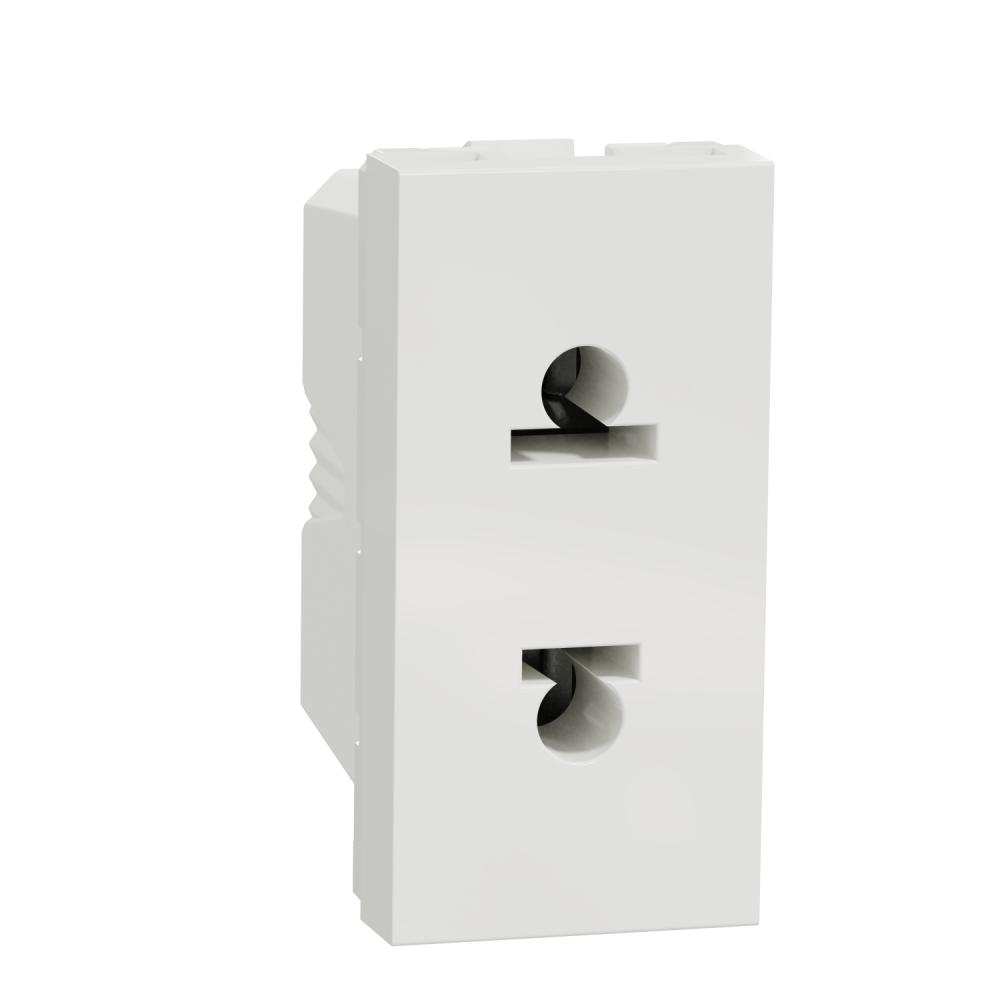 Socket-outlet, New Unica, mechanism, 2P, 16A, Euroamerican glossy, untreated, white