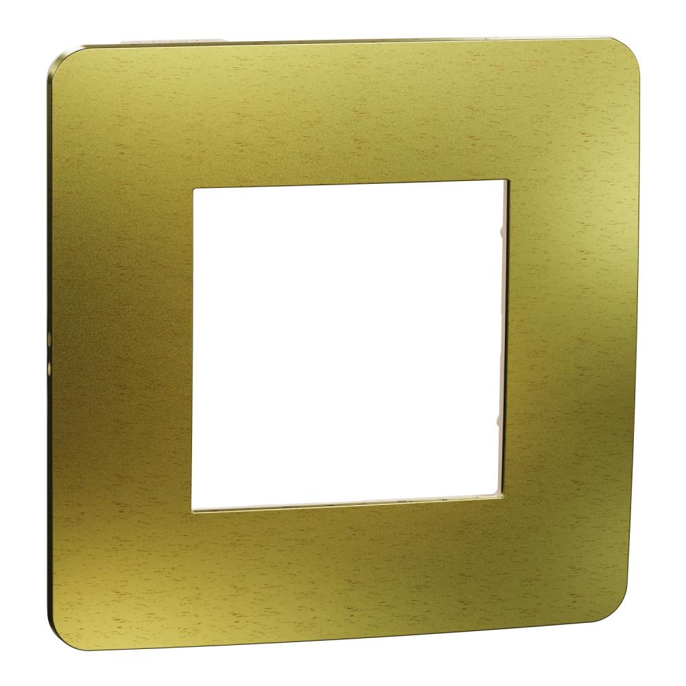 Cover frame, Unica Studio Metal, 1 gang, 1 x 2 modules, gold or beige