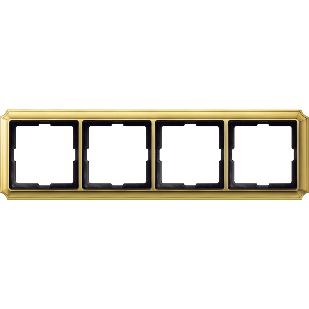 Antique frame, 4-gang, polished brass