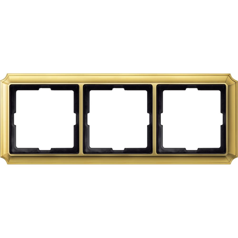 Antique frame, 3-gang, polished brass