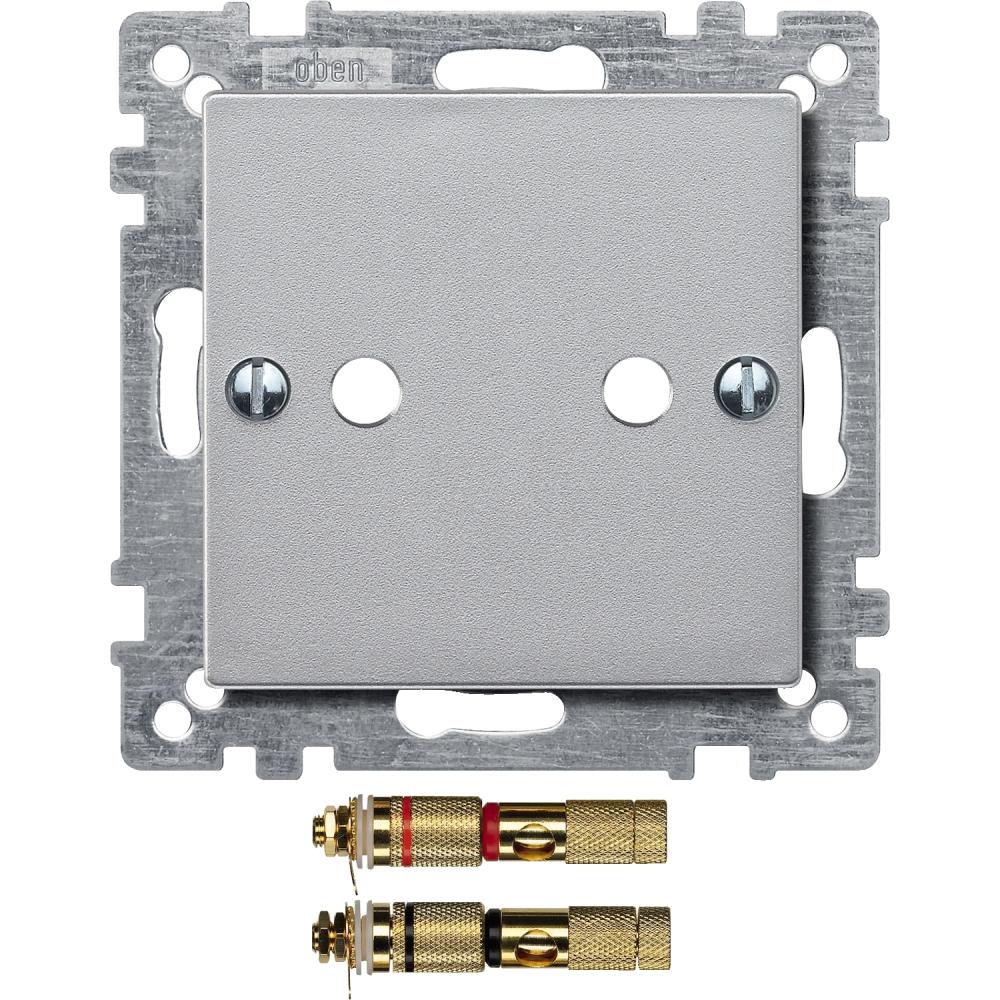 Central plate with high-end loudspeaker connector, aluminium, System M