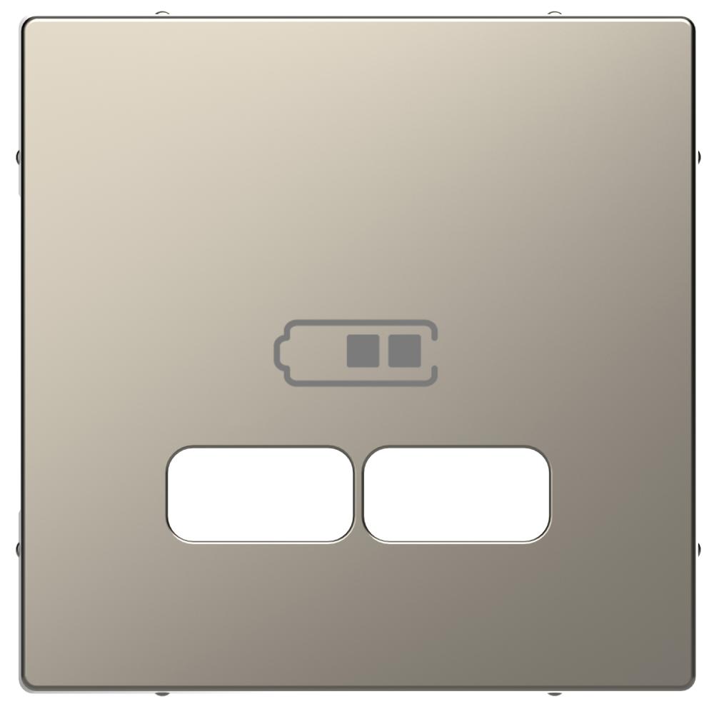 Cover plate, Merten System M, for 2 USB charger, nickel