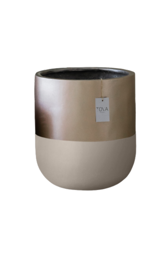 Fiber glass metallic Beige pot 36Dx36Hcm