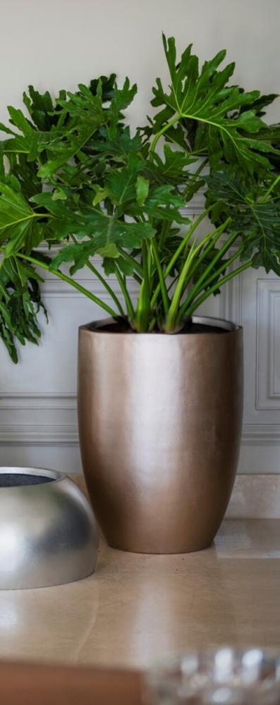 Elongated Metallic Fiber glass Pot