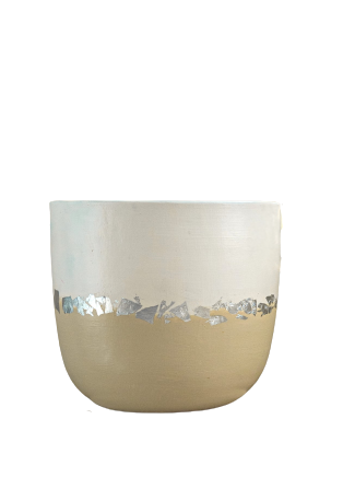 Rustic Silver Sandy White Medium Pot