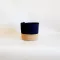 Set of 2 Cylinder Navy Blue Silk Jute Pot Basket