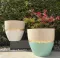 Gold Blue Fiber glass Pot 60Dx60Hcm